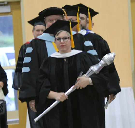 Jennifer Lopes Carries the Ceremonial Mace at PTC Graduation