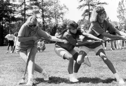 Students playing tug of war