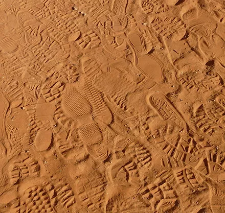 Shoe prints in the sand