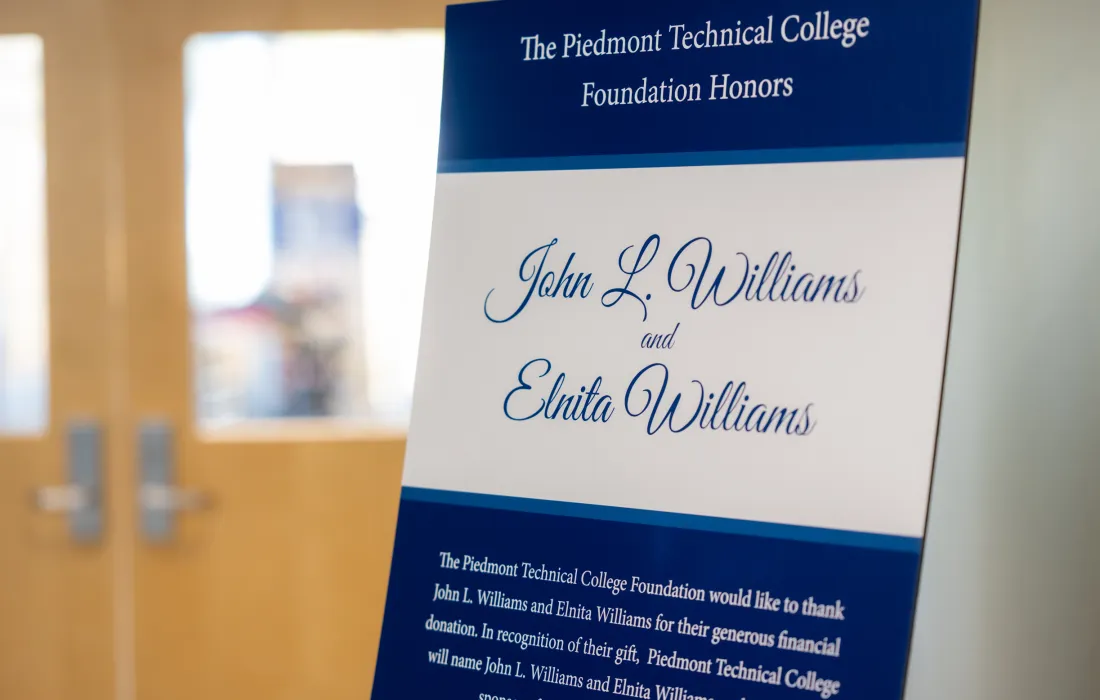 Sign for Williams naming ceremony