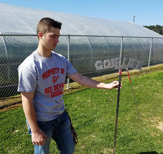 Clinton HS Students and Piedmont Tech Dual Enrollees Design and Weld Golf Tournament Signs