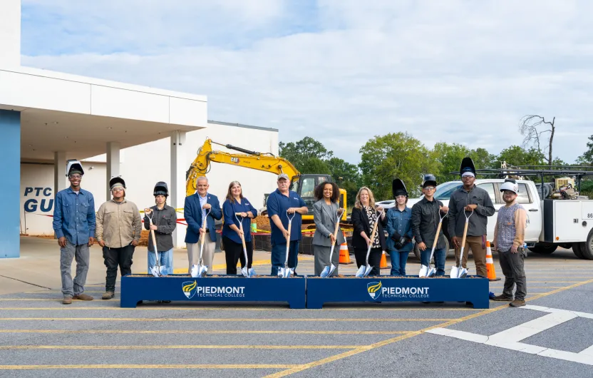 Groundbreaking for outdoor welding lab