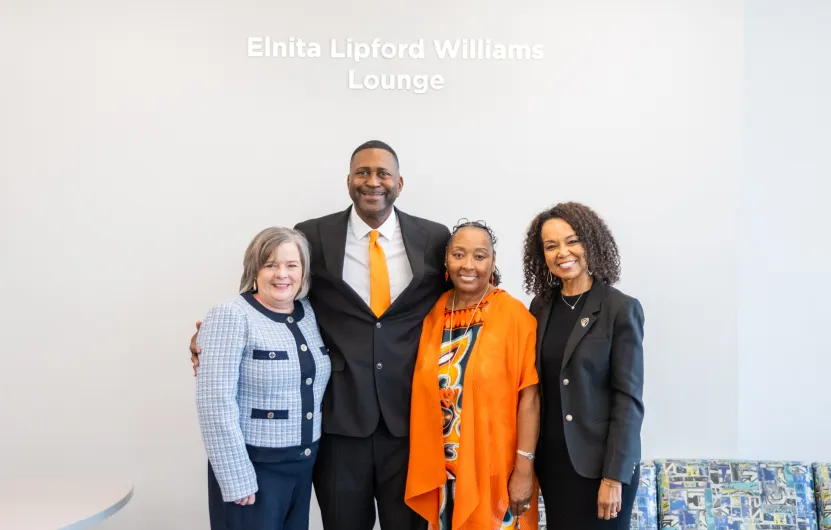 From left: PTC Foundation Director Laura H. Dudley, John L. Williams, Elnita Willaims and PTC President Hope E. Rivers