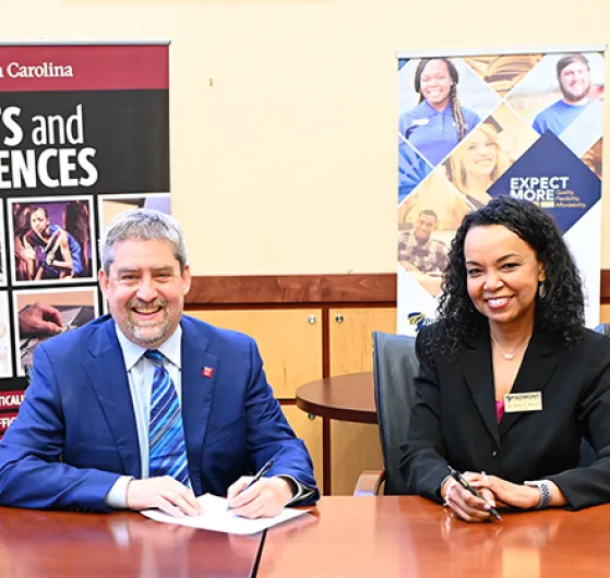 UofSC Dean Joel Samuels and PTC President Hope Rivers