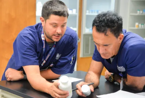 Men in science lab