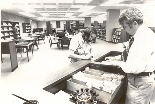 Woman in library
